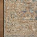 Close-up top view of Heritage Ocean Sand rug corner highlighting intricate pattern and color variations