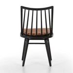Rear view of black Lewis Windsor Chair showing vertical spindles and round solid oak frame