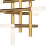 Lower angle close-up showing underside intersections of brass arms and frosted diffuser tips