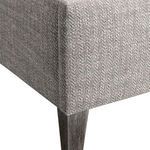 Detail of corner seam showing neat upholstery stitching and wood leg base in Sutton finish