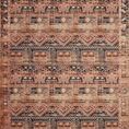 Layla Mocha / Blush vintage style rug with traditional geometric patterns in mocha and blush tones
