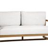 Avondale Teak Loveseat with natural teak frame and off-white cushioned seat and backrest