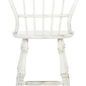 Rear view showing curved spindle back and stretchers on Vintage Chalky White finish stool