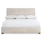 Front view of Mason panel bed showing smooth footboard and three pillows