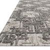 Low-angle side view showing textured wool pile and thickness of Ehren Charcoal/Fog rug