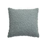 Square plush Murphy Pillow in light blue with textured bouclé fabric featuring curly knots and loops