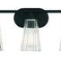 Chantilly 3 Light Bath fixture with matte black finish and three tapered ribbed clear glass shades