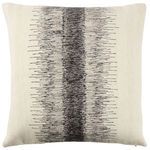 Lumbar pillow with textured wool-cotton blend featuring black ombre embroidered center on ivory background