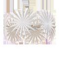 Side angle showing overlapping white palm fronds forming circular chandelier frame