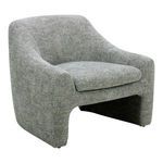 Kenzie Accent Chair viewed from front left 3/4 angle showing curved armrest and ottoman gap underneath