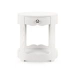 Front view of Scarlett 1-Drawer End Table showing drawer and scalloped apron