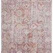 Vintage style pink and gray rug with medallion and ornamental motifs in ivory, charcoal, marigold, cerulean, and rust