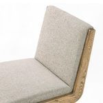 Front view with chair at medium height setting, showing five star wooden swivel base