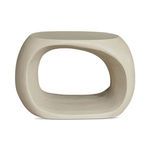 Sculptural Albers Outdoor Stool in curved beige concrete with hollow center and smooth finish