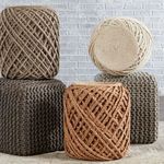 Product Image 3 for Guna Textured White/ Light Gray Cylinder Pouf from Jaipur 