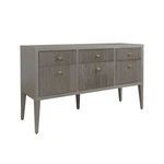 Palmer Fluted Buffet shown at an angled front view highlighting the sleek modern tapered legs and smooth oak texture