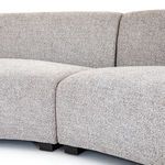 Joinery detail of two sectional pieces with visible slight gap and joint seam in fabric