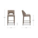 Dimensions diagram of Joyce counter stool with height, width, and seat height measurements