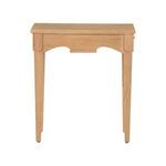 Oslo Side Table profile view showcasing side scalloped apron and carved fluting on legs