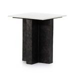 Terrell End Table from a rear angle, displaying leg structure and marble surface