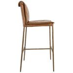 Side profile showing the rolled backrest and cushioning thickness of the Mayer Stool