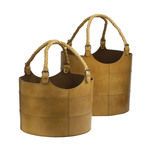 Product Image 1 for Nested Caramel Leather Buckets   Set Of 2 from Elk Home