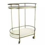 Product Image 3 for Gibson Antique Brass Bar Cart With White Wood from Homart