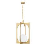 Pendant in Spun Gold finish with white opaque glass orb instead of opal glass