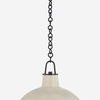 Side view of Pottersville Pendant highlighting black chain links and lamp neck