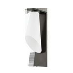 Andros Wall Sconce centered on a white background showing full product profile with metal backplate and angled glass shade