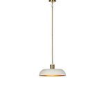 Walton Pendant lit showing warm light glow inside gold leaf interior