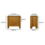 Brook nightstand with front and side dimensions labeled in black text