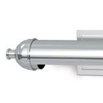 Close-up of polished chrome finish and decorative end cap on Devon Picture Light Small