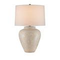Mimi Ivory Table Lamp with drum shade in front view on white background without visible light