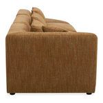 Side view of sectional displaying armrest, cushion layering, and fabric weave
