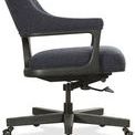 Side profile of Briar Executive Chair showing curved back and armrest with rich black fabric texture