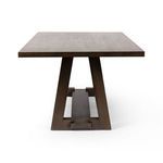 Silverton Dining Table end view displaying tapered legs and stretcher bar between them