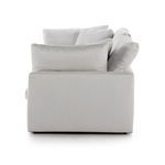 Left side view highlighting clean stitching on arm and cushion details