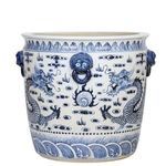 Product Image 6 for Blue & White Porcelain Dragon Planter With Lion Handle from Legend of Asia