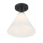 Blair mini pendant semi-flush mount shown from a side angle showcasing the matte black fixture
