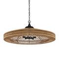 Product Image 4 for Maldives Black and Khaki Iron & Rattan Chandelier from Currey & Company