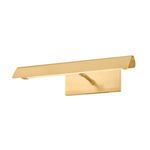 Regan picture light with softly folded rectangular shade in aged brass finish, mounted on a rectangular backplate