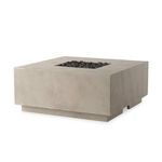Square Donovan Outdoor Fire Table in glass-reinforced concrete with pewter dark grey finish and central lava stones