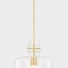 Lumi Pendant with frosted round bulb glowing softly inside clear glass shade