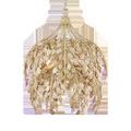 Maypan Pendant with cascading bleached coconut shell petals on a coco cream wrought iron frame