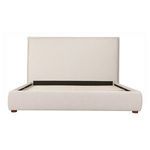 Bed frame without mattress showing wooden slats and black internal support