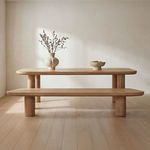 Anders dining bench paired with table and decorative vases in minimalist dining room