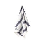 Blueberry striped kitchen towel set with herringbone pattern in soft cotton, hanging folded