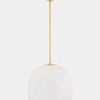 Scranton Pendant viewed from a slightly different angle showcasing the rounded silhouette and gold ceiling base