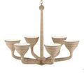 Pendant chain and top section of Marbella Chandelier wrapped in abaca rope with visible gold ceiling mount